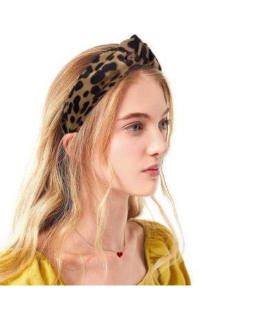 2PCS Bow Knotted Wide Headbands for Women - Elastic Yoga Hair Accessories - Black & Leopard - Buy Online on GoSupps.com