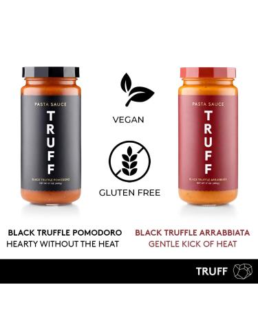 TRUFF Pasta Sauce Bundle - Black Truffle Pomodoro and Arrabbiata - Non-GMO Vegan Tomato Sauces for Pasta, Pizza, and More - 2 Pack 1.06 lb - Regular and Spicy Flavorful Pair - Buy Online on GoSupps.com