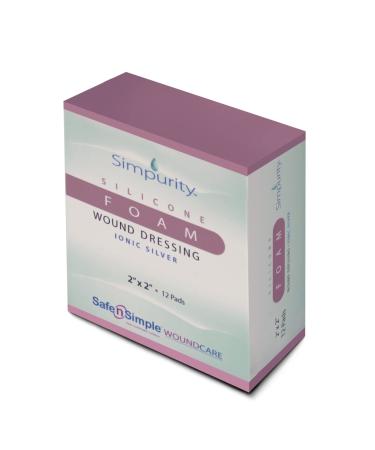 Simpurity Silicone Foam Wound Dressing with Ionic Silver 2" x 2" Box of 12