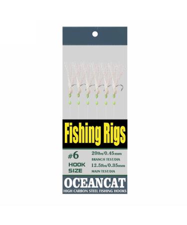 10/20/50/100 Packs Rainbow Fish Skin 6 Hooks Saltwater String Hook Fishing Lure Bait Rig Tackle 2/0# 10 Packs