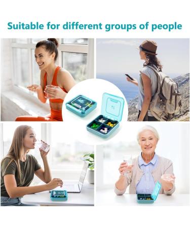 ACWOO 7-Day Pill Organizer | Portable Travel Medication Box with 4 Compartments | Moisture-Resistant Daily Use | Blue - Buy Online on GoSupps.com