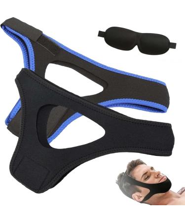 Veralabs Airflow Jaw Strap Airflow Jaw Strap Adjustable Breathable Chin Strap Anti Snoring Chin Strap for Men and Women Sleeping Effective Anti Snoring Solution(Black+Blue)