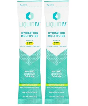 LIQUID IV Watermelon Hydration Drink Mix Single 0.56 OZ (Pack of 2) Watermelon 0.56 Ounce (Pack of 2)