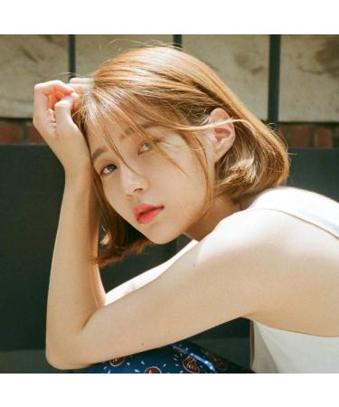 Europe and America wig Ms short straight hair wave head student head light pink wig headgearPink black