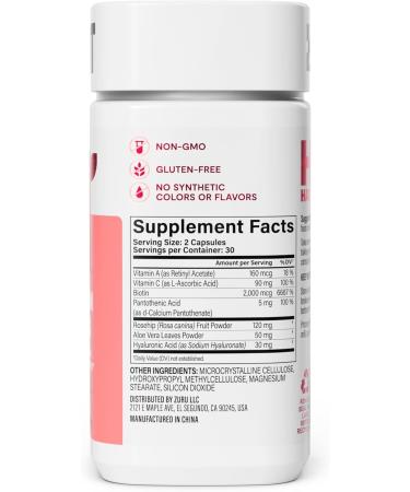 Habit Hair, Skin & Nails Supplement (60 Capsules) - New Look, Supports Skin Hydration, Hair & Nail Strength, Biotin 2000mcg, Vitamin A & C, Hyaluronic Acid, Rosehip, Vegan, Non-GMO (1 Pack) - Buy Online on GoSupps.com