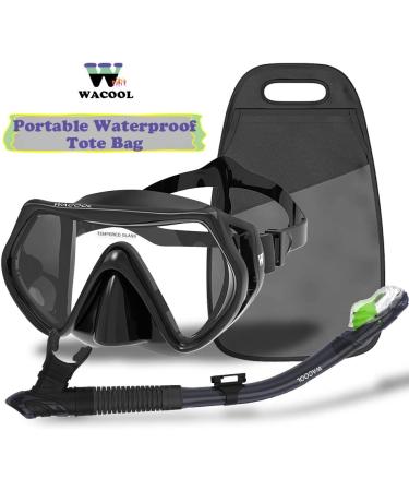 WACOOL Professional Snorkeling Diving Set with Anti-Fog Glass - Adults Black - Buy Online on GoSupps.com