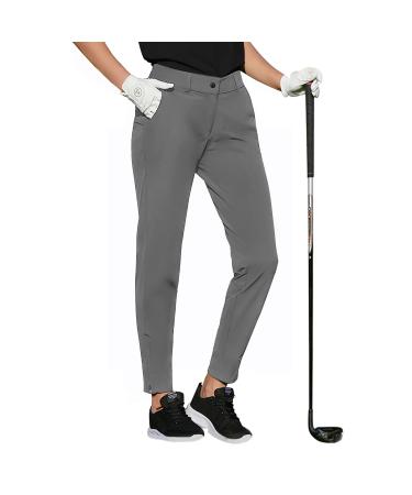 Houmous Women's Golf Pant Stretch Work Casual Ladies Pant Slim Lightweight with Pockets Grey X-Small