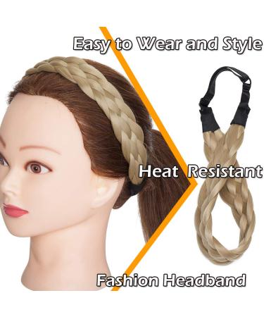 Silk-Co Women Hair Band - 5 Strands Braided Headband | Elastic Vintage Hair Accessory for Weddings & Parties | Ash Blond 3.8cm Wide - Buy Online on GoSupps.com