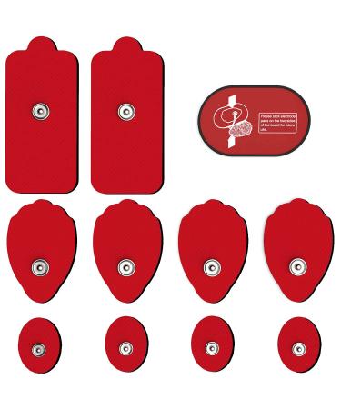 Reusable Electrode Pads for TENS EMS Unit, 10 Replacement Premium Pads and 1 Plastic Holder