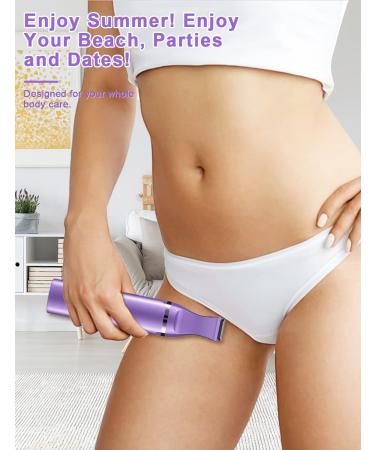 YBLNTEK Rechargeable Bikini Trimmer for Women - 2 in 1 Electric Razor for Pubic Hair Removal - Wet/Dry Use, Cordless and Washable - Purple - Buy Online on GoSupps.com