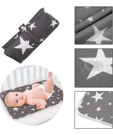 Portable Foldable Nappy Changing Mat | Waterproof Diaper Changing Pad | 35cm x 60cm | Grey Star Design - Buy Online on GoSupps.com