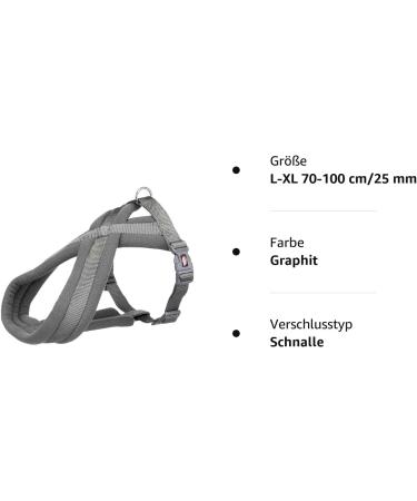 Trixie Premium Touring Harness Graphite L-XL (70-100 cm) | Comfortable & Durable Pet Harness for International Shipping - Buy Online on GoSupps.com