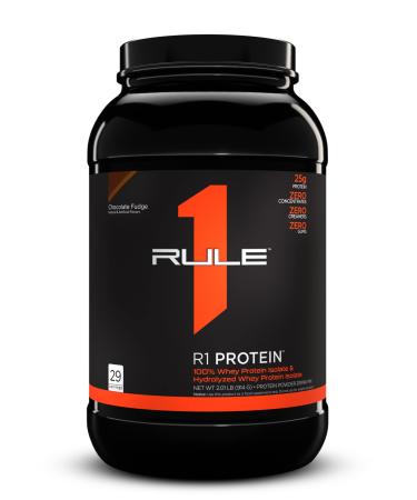 Rule One Proteins, R1 Protein - Chocolate Fudge, 25g Fast-Acting, Super-Pure 100% Isolate and Hydrolysate Protein Powder with 6g BCAAs for Muscle Growth and Recovery, 2lbs Chocolate Fudge 2 Pound (Pack of 1)