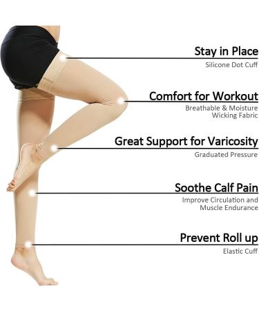 Ailaka Thigh High 20-30mmHg Compression Stockings XL - Beige, Footless | For Varicose Veins, Edema, Leg Pain | Men and Women | Post-Surgery Support - Buy Online on GoSupps.com