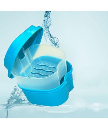 Denture Box for Teeth Storage | Sky Blue Denture Case with Hanging Net - Shop Internationally! - Buy Online on GoSupps.com