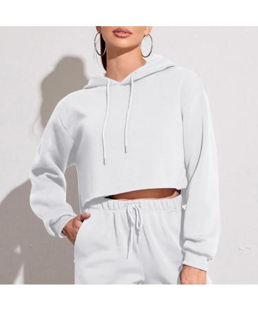 Shop Creoqiji Women's Black Hoodie - Trendy Fleece Sweater with Long Sleeves & Circular Neckline | Affordable Autumn Sweatshirt - Buy Online on GoSupps.com