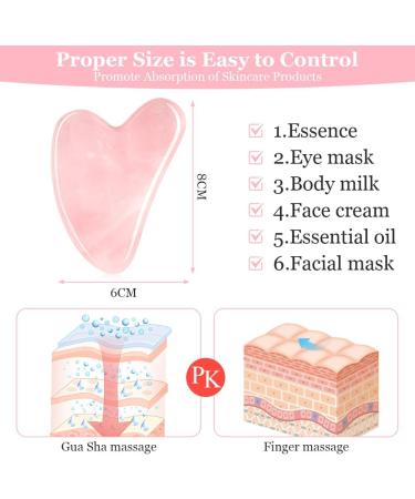 Uraqt Gua Sha - Heart Shape Jade Facial Massage Tool for Skin Care Tension Relief & Beauty | Pink Guasha Board for Face Eyes & Neck - Buy Online on GoSupps.com