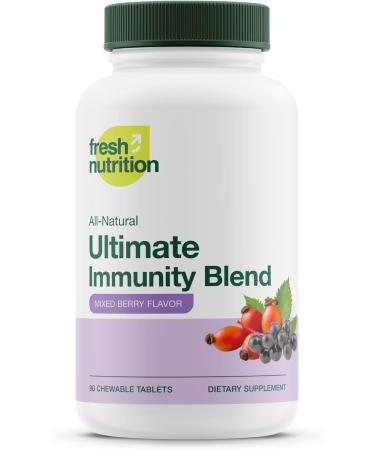 Vitamin C + Elderberry Chewables - Immunity Blend - VIT C 1500mg, Elderberry 600mg, Rose HIPS 600mg and Zinc 30mg - Vegan, Non GMO - 90 Chewable Tablets in Berry Flavor