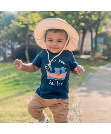 LACOFIA Toddler Baby Sun Hat | Unisex Kids Summer Bucket Hat with Wide Brim | Adjustable 6-24 Months | Perfect for Outdoor Swim, Beach, and Pool | A-Beige - Buy Online on GoSupps.com