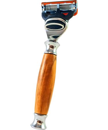 Hans Baier Exclusive wet razor - 25682 - Gillette Fusion - olive wood handle