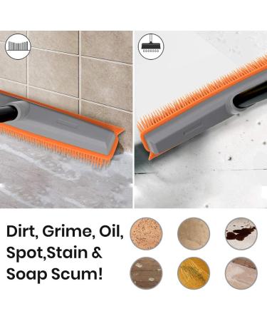 Rubber Broom Carpet Rake | Pet Hair Remover Broom with Squeegee Extension | Push Broom for Hardwood Floor, Tile & Windows Cleaning - Buy Online on GoSupps.com