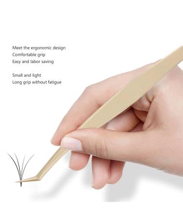Eyeline 8-Part Eyelash Extension Tweezers Set | Steel Beauty Tools in Pearly Gold - Precision Tweezers for Lash Extensions - Buy Online on GoSupps.com