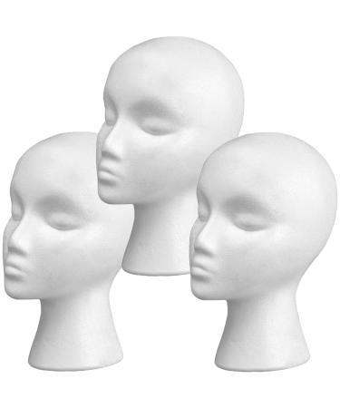 3 Pcs Styrofoam Wig Head 11" - Tall Female Foam Mannequin Wig Stand and Holder for Style, Model for Display Hair, Hairpieces and Hats, Mask - for Home, Travel and Salon 11''*3
