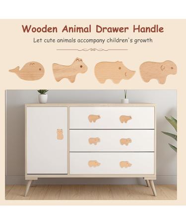 Rickwayy 6-Piece Wooden Cabinet Handles | Animal-Themed Furniture Buttons for Cupboards & Drawers | Ideal for Children's Rooms | Includes Screws - Buy Online on GoSupps.com