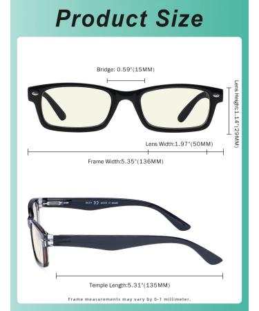 Eyekeper UV Protection Computer Reading Glasses - Anti-Blue Light Scratch-Resistant 2.25 Dioptries Spring Hinges Yellow Tinted Black Socket - Ideal for International Shipping - Buy Online on GoSupps.com