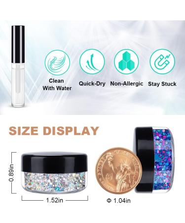Buy Silver & Purplish Blue Holographic Chunky Glitter - 4 Pots 32g | Festival & Rave Accessories with Quick Dry Primer Glue Gel - Buy Online on GoSupps.com