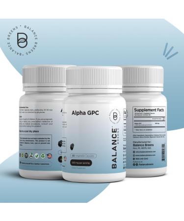 Alpha GPC Choline Supplement 600mg - 120 Veg Capsules | Memory & Brain Support Formula by Balance Breens - Buy Online on GoSupps.com