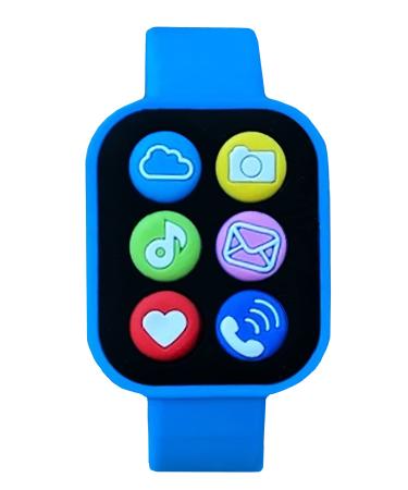 Silli Chews Silicone Baby Smart Watch Wrist Teether for Teething Relief | Hand Teethers for Babies Infants and Toddlers | Kids Teething Ring Toys Pretend Play Phone Baby Teether Blue Silly Chew Toy Blue Smart Watch
