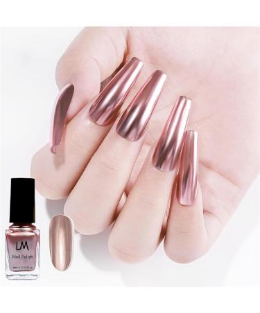 Metallic Nail Polish - Quick Dry Mirror Finish | 4 Colors: Light Pink Dark Pink Silver Rose Gold | Long Lasting 6ML Nail Varnish - No UV Required - Buy Online on GoSupps.com