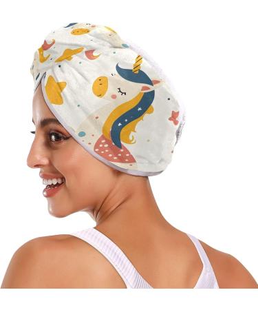 Unicorn Stars Hair Towel 2 Pack | Super Absorbent Quick Dry Hair Turbans for Women & Girls - Buy Online on GoSupps.com