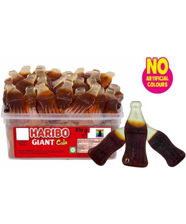 HARIBO Giant Happy Cola x 40 Pieces Sweets Tub (720g) Round Tub - Buy Online on GoSupps.com