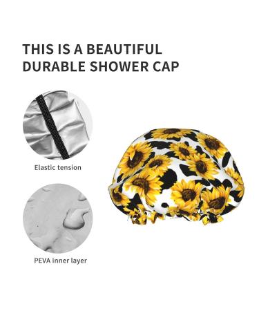 Sunflower Waterproof Shower Cap for Women and Girls - Reusable Double Layers Bathing Hat - Buy Online on GoSupps.com