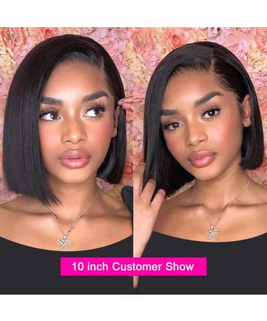 UCUVIC 13x4 HD Lace Front Bob Wig Human Hair for Black Women | Ailwelia Glueless Short Side Part BOB Wig 10 Inch - Pre Plucked, 180% Density - Buy Online on GoSupps.com