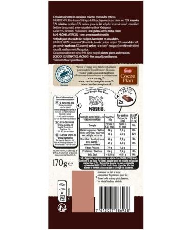  G n rique NESTLE LES RECETTES DE LATELIER - Chocolate and Dried Fruit Delight 170g - Dark chocolate treat with raisins almonds and hazelnuts - Pack of 4 - Buy Online on GoSupps.com