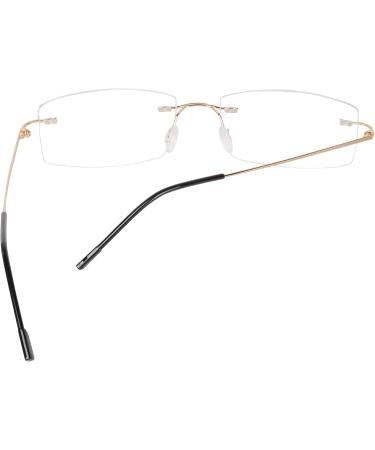 JoXiGo Rimless Reading Glasses for Men & Women - Ultralight Silver Frame + Gold Case - Ideal for 70-74 Years - Buy Online on GoSupps.com