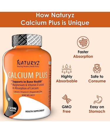 Calcium Plus with Vitamin D, Magnesium, and Zinc - Bone Health & Joint Support Supplement - 120 Tablets - Buy Online on GoSupps.com