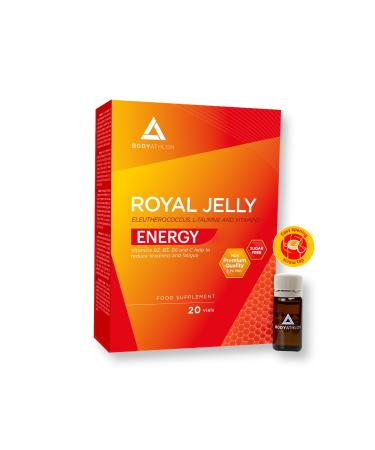 Bodyathlon - Royal Jelly Energy Vitality 20 ampoules- Improves physical and intellectual performance- Vitamin complex- Eleutherococcus (Siberian Ginseng), L- Taurine, Vitamins group B, C, E