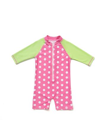 Bonverano Baby Girls UPF 50+ UV Protection One Pieces Sunsuit with Sun Cap(Pink and Green 24-36Months) 24-36Months green sleeves - Buy Online on GoSupps.com