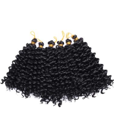 Tess Curly Crochet Hair Extensions - Short Water Wave 8 Synthetic Braids | 3 Bundles Natural Black (90g) - Buy Online on GoSupps.com