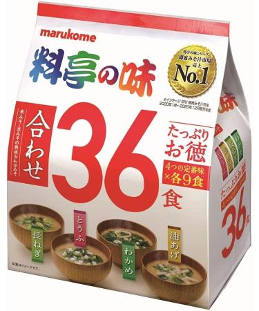 Marukome Miso Soup Ryotei no Aji 4 Flavors 36 Japanese Instant Miso Soups (Wakame Seaweed Green Onions Tofu Aburaage) Pa - Buy Online on GoSupps.com