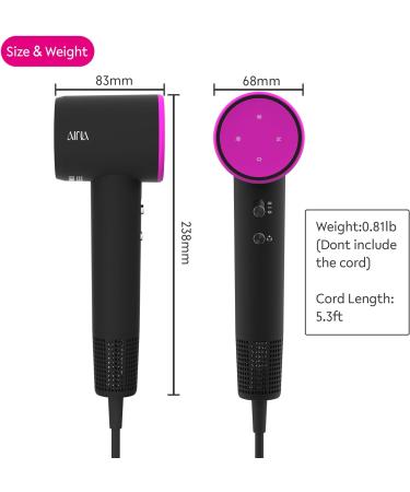 AINA 2000WE Hair Dryer Blow Dryer - Brushless High Speed Motor, Lightweight Ionic Travel, Sexy Rose Color - Buy Online on GoSupps.com