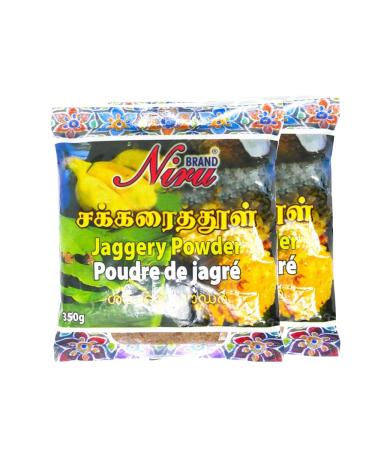 Niru Jaggery Brown Powder | 350G | Natural Sweetener | No Preservatives Added | Jaggery Powder | Hand Crushed Gur Powder | Gluten Free | Indian Origin | Each 350G | Pack of 2