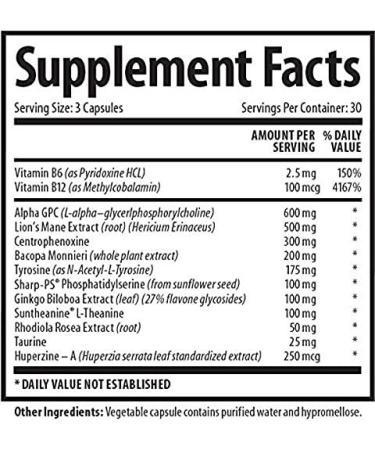 Brain Support Focus Supplement with Nootropics for Memory Boost - Alpha GPC, Lions Mane & Bacopa Monnieri - Buy Online on GoSupps.com