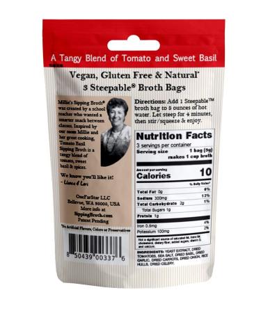 MILLIE'S SIPPING BROTH Steepable Vegetable Broth with Savory Seasonings for Snack Urges | Vegan  Keto  Gluten Free  Intermittent Fasting  and natural | (12 Pack Assortment - 36 Broth Bags Total) - Buy Online on GoSupps.com