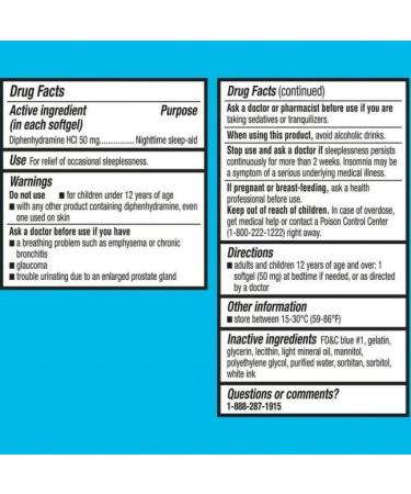 Equate Maximum Strength Nighttime Sleep-Aid Diphenhydramine HCl Sleep Support Softgels 50 mg 100 Count - Buy Online on GoSupps.com