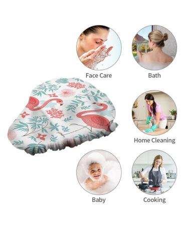 Pink Flamingos Tropical Shower Cap | Reusable Exotic Bird Hair Care Accessory for Women | 10.6 x 4.3 x 0.15 Inch - Buy Online on GoSupps.com